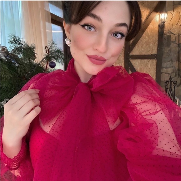 Zara TULLE SWISS DOT ORGANZA MINI DRESS W/ BOW NEW - Picture 4 of 16